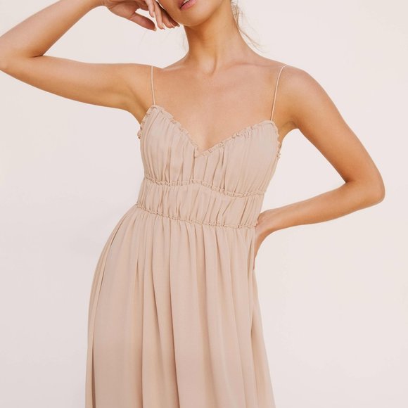 Reformation Pique Midi Dress Sz2 Paloma Blush Pink Nude Balletcore Spring - Picture 3 of 7